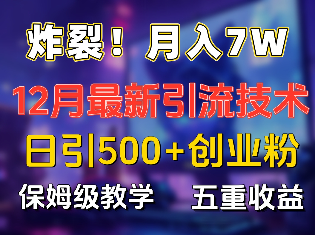 炸裂！月入7W+揭秘12月最新日引流500+精准创业粉，多重收益保姆级教学网创吧-网创项目资源站-副业项目-创业项目-搞钱项目八百网赚