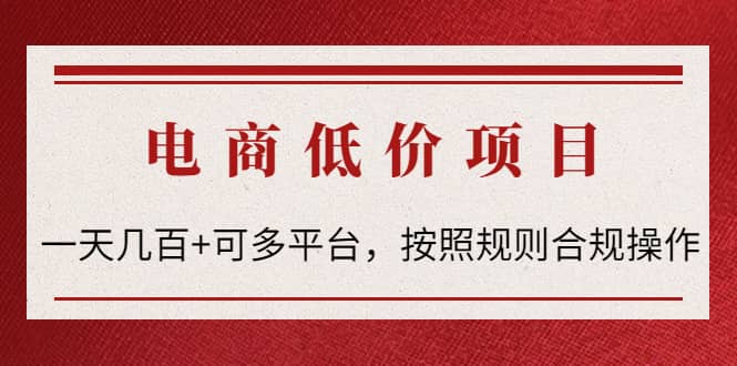 电商低价赔FU项目：按照规则合规操作网创吧-网创项目资源站-副业项目-创业项目-搞钱项目八百网赚