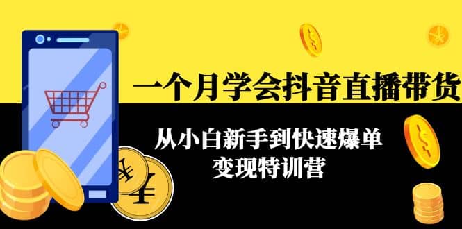 一个月学会抖音直播带货：从小白新手到快速爆单变现特训营(63节课)网创吧-网创项目资源站-副业项目-创业项目-搞钱项目八百网赚