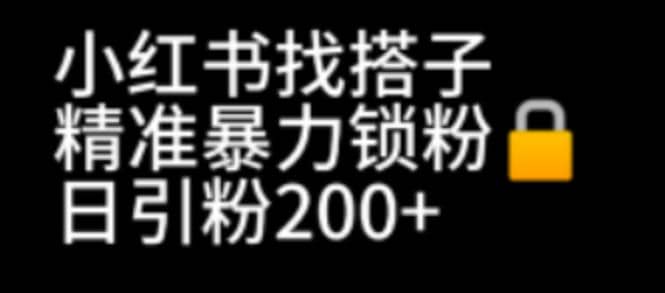 小红书找搭子暴力精准锁粉+引流日引200+精准粉网创吧-网创项目资源站-副业项目-创业项目-搞钱项目八百网赚