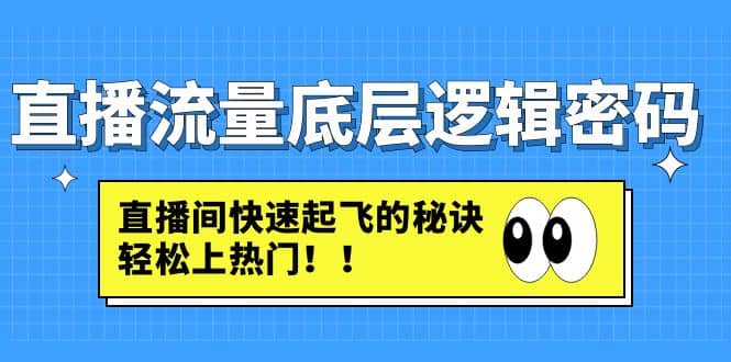 直播流量底层逻辑密码：直播间快速起飞的秘诀，轻松上热门网创吧-网创项目资源站-副业项目-创业项目-搞钱项目八百网赚