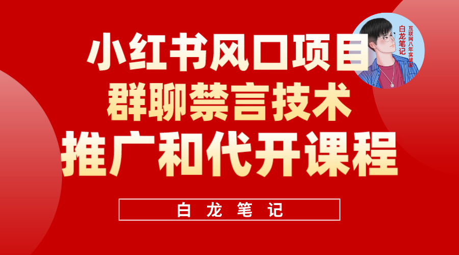 小红书风口项目日入300+，小红书群聊禁言技术代开项目，适合新手操作网创吧-网创项目资源站-副业项目-创业项目-搞钱项目八百网赚