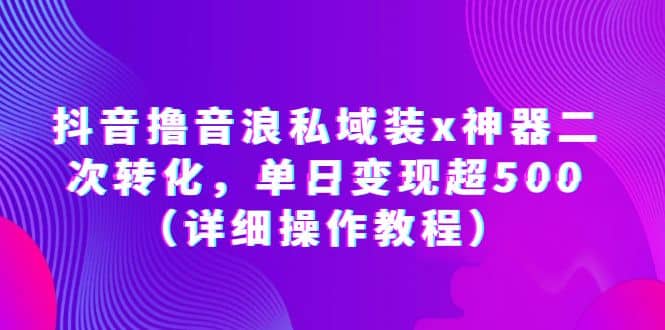 抖音撸音浪私域装x神器二次转化，单日变现超500（详细操作教程）网创吧-网创项目资源站-副业项目-创业项目-搞钱项目八百网赚
