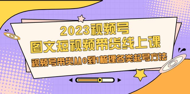 2023视频号-图文短视频带货线上课，视频号带货从0到1梳理各类起号方法网创吧-网创项目资源站-副业项目-创业项目-搞钱项目八百网赚