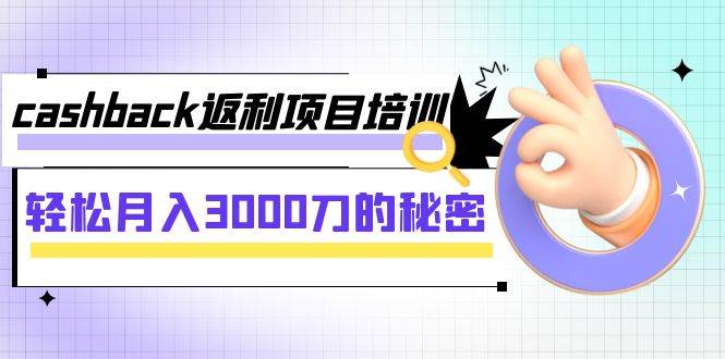 cashback返利项目培训：轻松月入3000刀的秘密（8节课）网创吧-网创项目资源站-副业项目-创业项目-搞钱项目八百网赚
