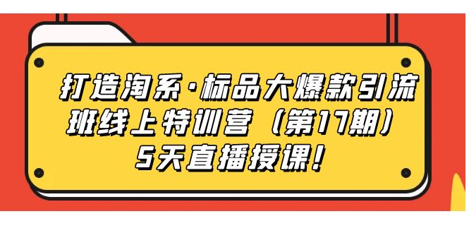 打造淘系·标品大爆款引流班线上特训营5天直播授课！网创吧-网创项目资源站-副业项目-创业项目-搞钱项目八百网赚