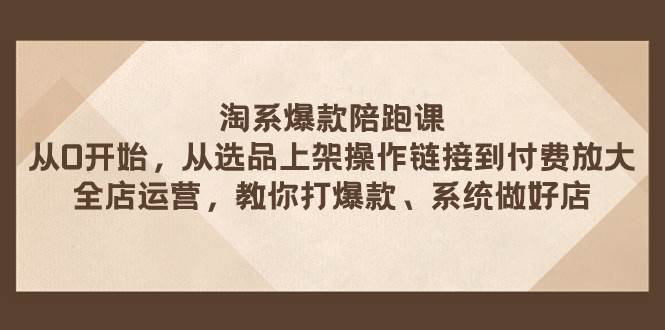 淘系爆款陪跑课 从选品上架操作链接到付费放大 全店运营 打爆款 系统做好店网创吧-网创项目资源站-副业项目-创业项目-搞钱项目八百网赚