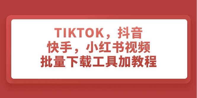 TIKTOK，抖音，快手，小红书视频批量下载工具加教程网创吧-网创项目资源站-副业项目-创业项目-搞钱项目八百网赚
