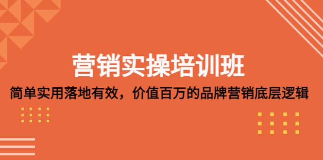 营销实操培训班：简单实用-落地有效，价值百万的品牌营销底层逻辑网创吧-网创项目资源站-副业项目-创业项目-搞钱项目八百网赚