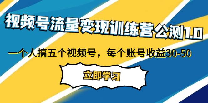 视频号流量变现训练营公测1.0：一个人搞五个视频号，每个账号收益30-50网创吧-网创项目资源站-副业项目-创业项目-搞钱项目八百网赚