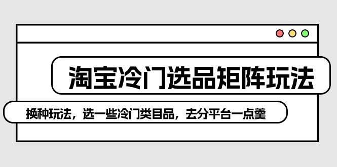 淘宝冷门选品矩阵玩法：换种玩法，选一些冷门类目品，去分平台一点羹网创吧-网创项目资源站-副业项目-创业项目-搞钱项目八百网赚