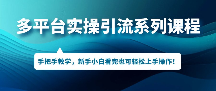 多平台实操引流系列课程，手把手教学，新手小白看完也可轻松上手引流操作网创吧-网创项目资源站-副业项目-创业项目-搞钱项目八百网赚