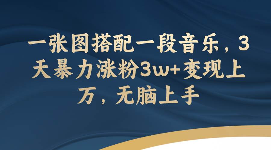 一张图搭配一段音乐，3天暴力涨粉3w+变现上万，无脑上手网创吧-网创项目资源站-副业项目-创业项目-搞钱项目八百网赚