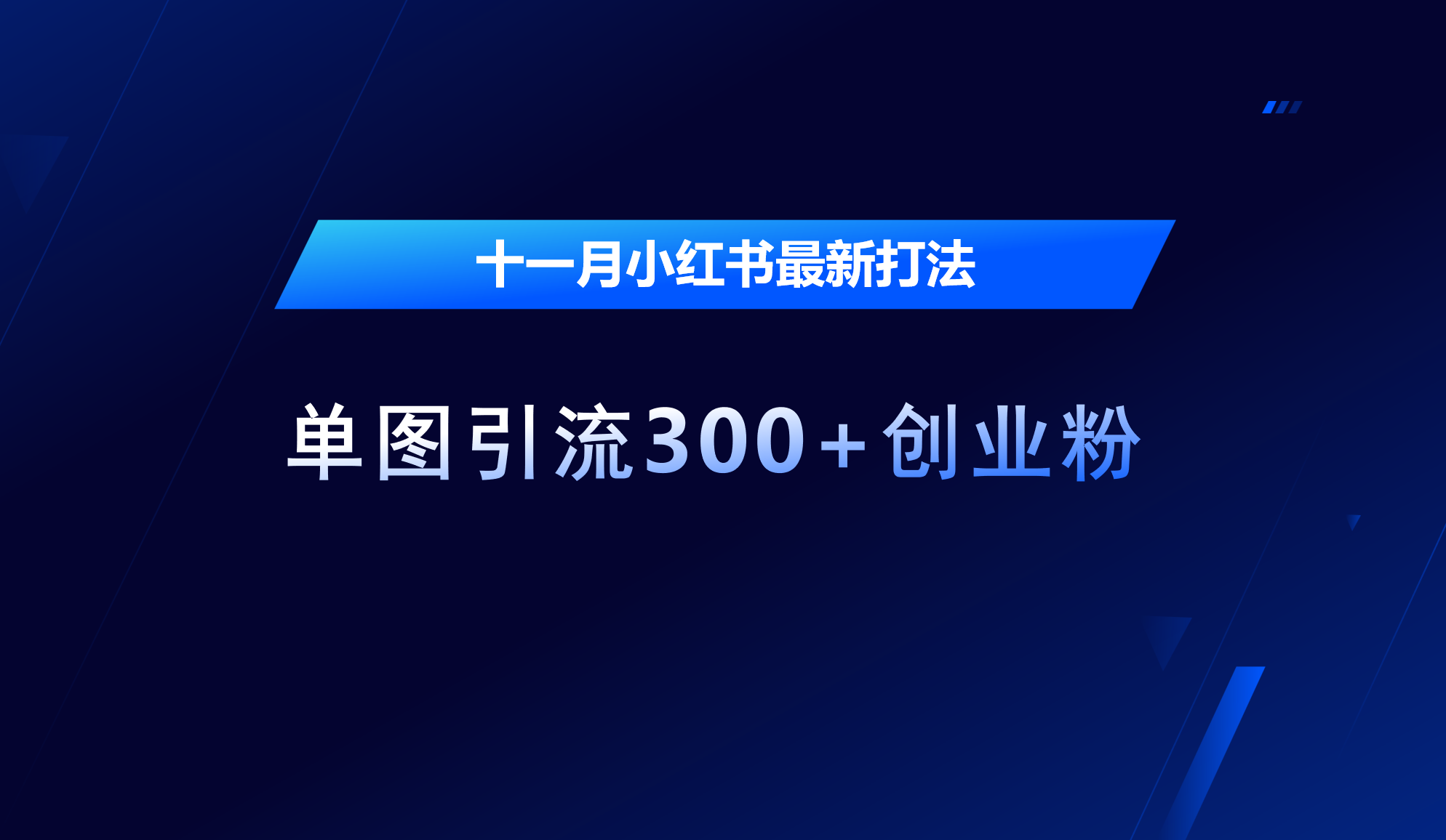 十一月，小红书最新打法，单图引流300+创业粉网创吧-网创项目资源站-副业项目-创业项目-搞钱项目八百网赚