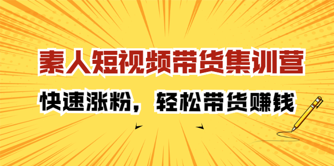 素人短视频带货集训营：快速涨粉，轻松带货赚钱网创吧-网创项目资源站-副业项目-创业项目-搞钱项目八百网赚