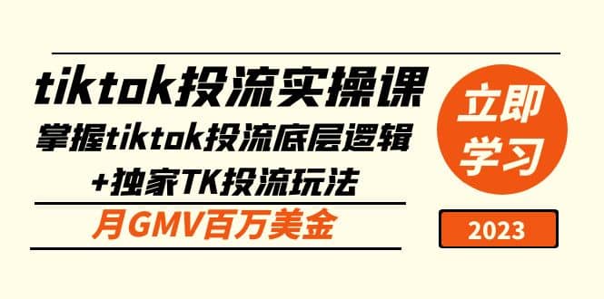 tiktok投流实操课：掌握tiktok投流底层逻辑+独家TK投流玩法网创吧-网创项目资源站-副业项目-创业项目-搞钱项目八百网赚