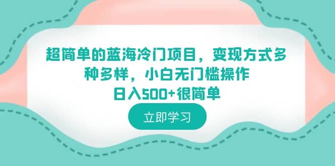 超简单的蓝海冷门项目，变现方式多种多样，小白无门槛操作日入500+很简单网创吧-网创项目资源站-副业项目-创业项目-搞钱项目八百网赚