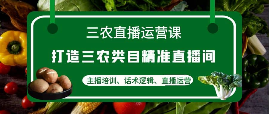 三农直播运营课：打造三农类目精准直播间，主播培训、话术逻辑、直播运营网创吧-网创项目资源站-副业项目-创业项目-搞钱项目八百网赚