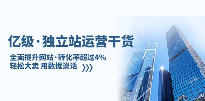 独立站运营干货：全面提升网站·转化率超过4%，轻松大卖 用数据说话网创吧-网创项目资源站-副业项目-创业项目-搞钱项目八百网赚