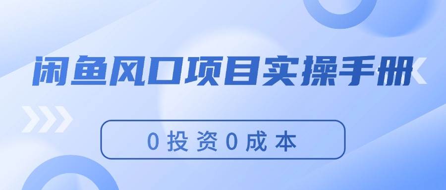 闲鱼风口项目实操手册，0投资0成本，让你做到，月入过万，新手可做网创吧-网创项目资源站-副业项目-创业项目-搞钱项目八百网赚