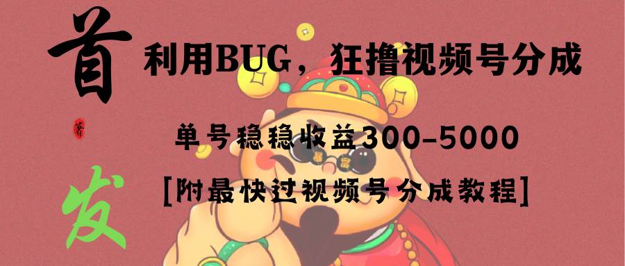 全网独家首发，视频号BUG，超短期项目，单号每日净收益300-5000！网创吧-网创项目资源站-副业项目-创业项目-搞钱项目八百网赚