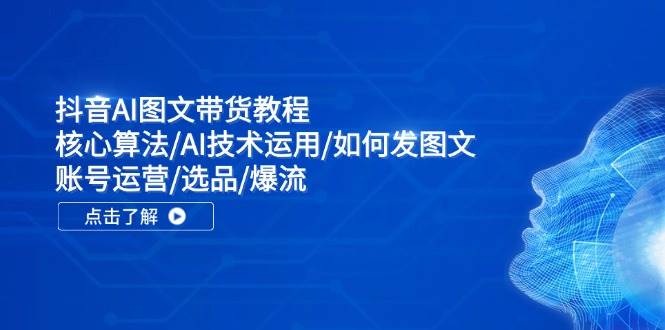 抖音AI图文带货教程：核心算法/AI技术运用/如何发图文/账号运营/选品/爆流网创吧-网创项目资源站-副业项目-创业项目-搞钱项目八百网赚
