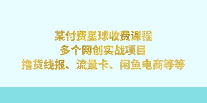 某付费星球课程：多个网创实战项目，撸货线报、流量卡、闲鱼电商等等网创吧-网创项目资源站-副业项目-创业项目-搞钱项目八百网赚