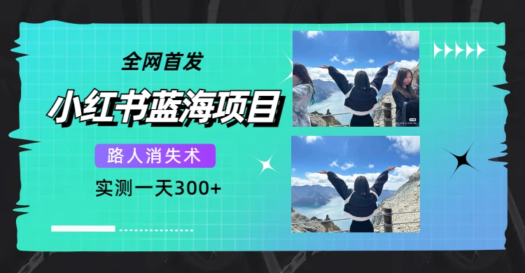 全网首发，小红书蓝海项目，路人消失术，实测一天300+（教程+工具）网创吧-网创项目资源站-副业项目-创业项目-搞钱项目八百网赚
