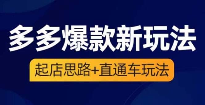 2023拼多多爆款·新玩法：起店思路+直通车玩法（3节精华课）网创吧-网创项目资源站-副业项目-创业项目-搞钱项目八百网赚