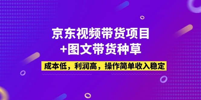 京东视频带货项目+图文带货种草，成本低，利润高，操作简单收入稳定网创吧-网创项目资源站-副业项目-创业项目-搞钱项目八百网赚
