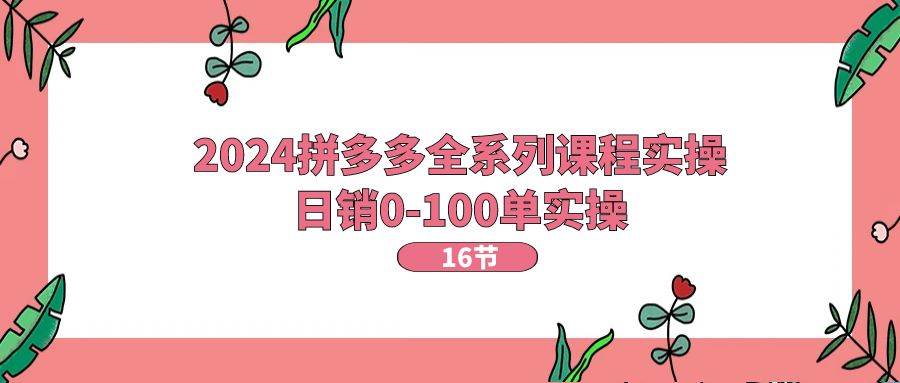 2024拼多多全系列课程实操，日销0-100单实操【16节课】网创吧-网创项目资源站-副业项目-创业项目-搞钱项目八百网赚