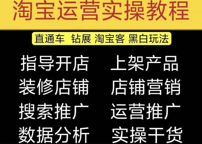 2023淘宝开店教程0基础到高级全套视频网店电商运营培训教学课程（2月更新）网创吧-网创项目资源站-副业项目-创业项目-搞钱项目八百网赚
