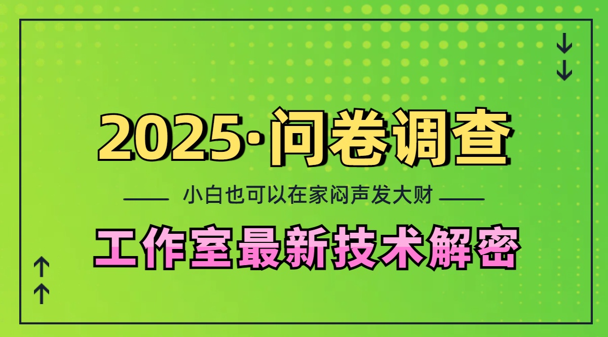 2025《问卷调查》最新工作室技术解密：一个人在家也可以闷声发大财，小白一天200+，可矩阵放大网创吧-网创项目资源站-副业项目-创业项目-搞钱项目八百网赚