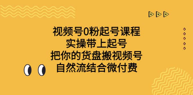 视频号0粉起号课程 实操带上起号 把你的货盘搬视频号 自然流结合微付费网创吧-网创项目资源站-副业项目-创业项目-搞钱项目八百网赚