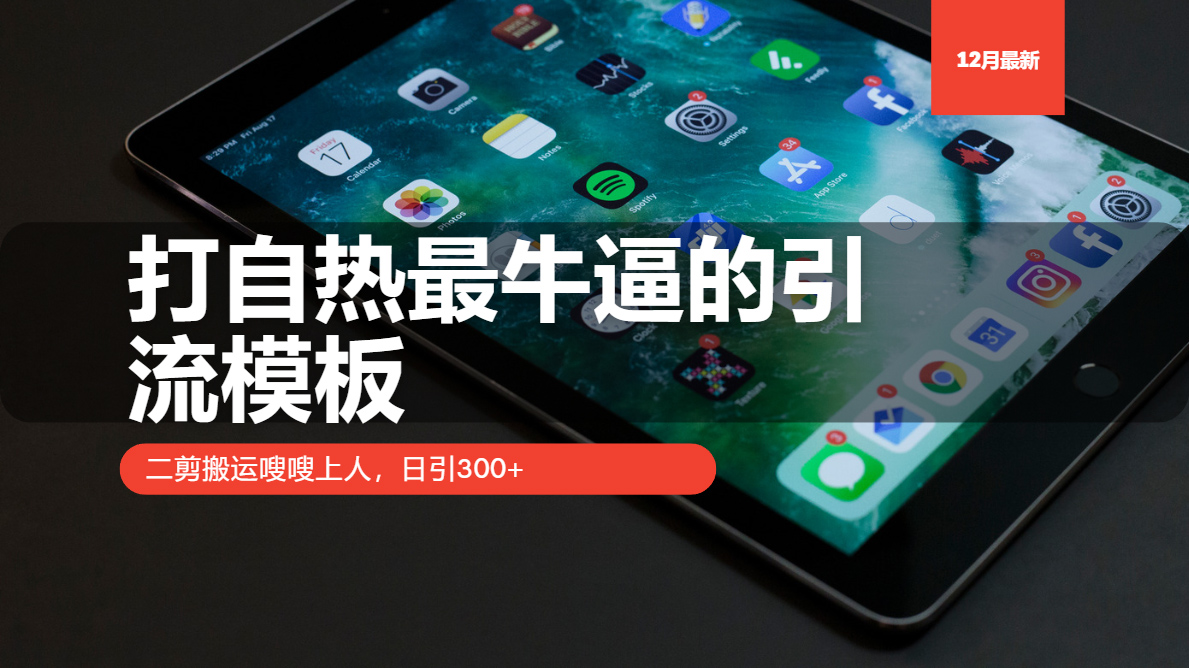 打自热最牛逼的引流模板，日引300+，二剪搬运嗖嗖上人网创吧-网创项目资源站-副业项目-创业项目-搞钱项目八百网赚