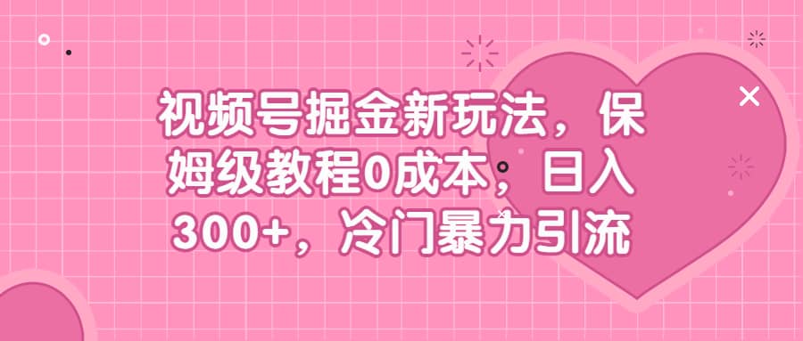 视频号掘金新玩法，保姆级教程0成本，日入300+，冷门暴力引流网创吧-网创项目资源站-副业项目-创业项目-搞钱项目八百网赚