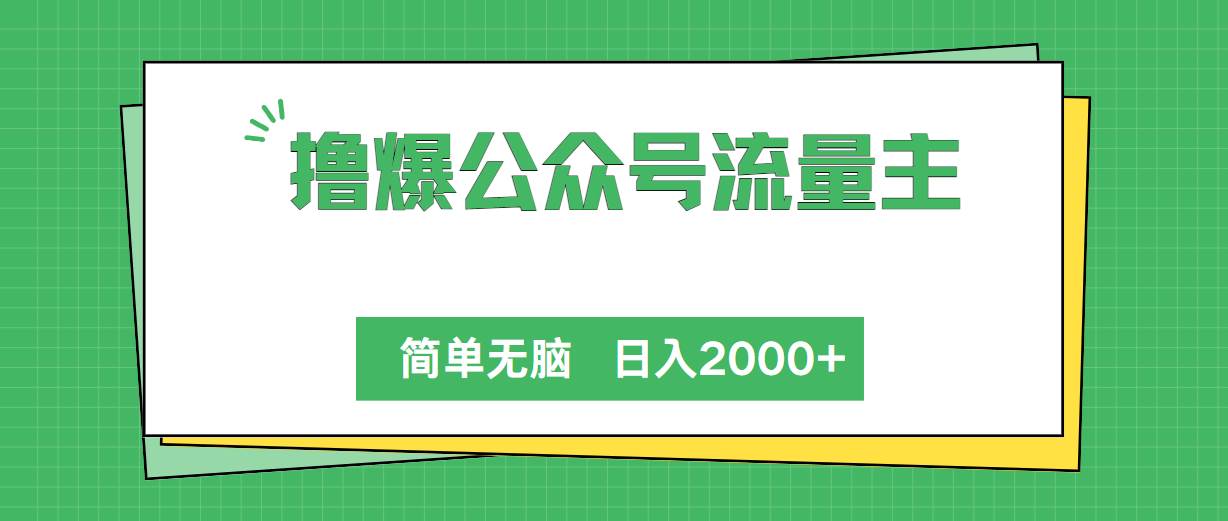撸爆公众号流量主，简单无脑，单日变现2000+网创吧-网创项目资源站-副业项目-创业项目-搞钱项目八百网赚