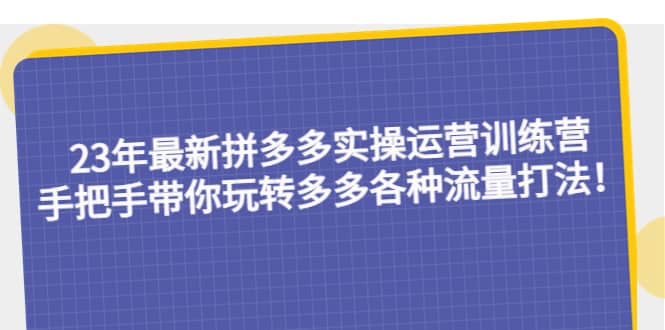 23年最新拼多多实操运营训练营：手把手带你玩转多多各种流量打法！网创吧-网创项目资源站-副业项目-创业项目-搞钱项目八百网赚