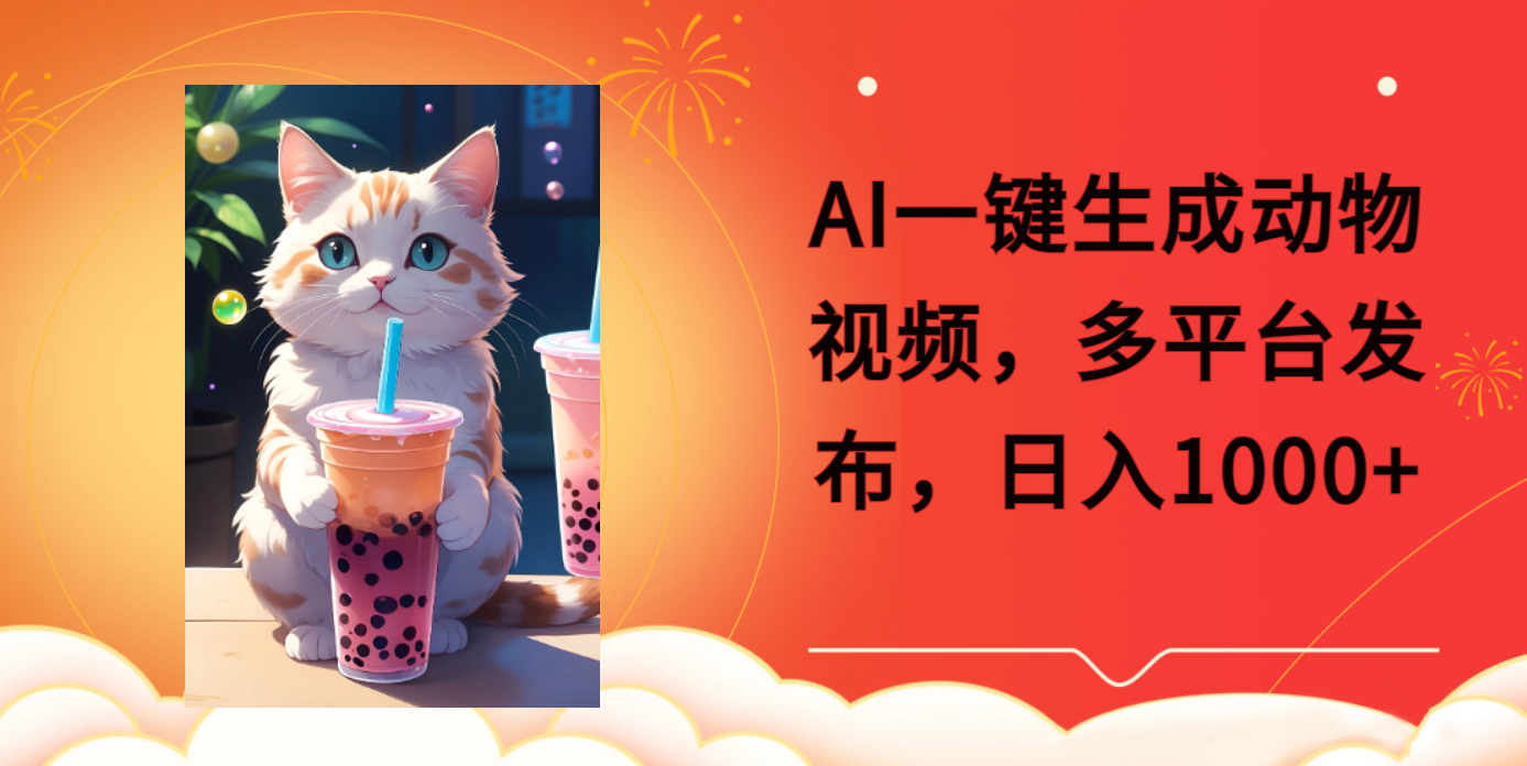 AI一键生成动物搞笑视频，多平台发布，轻松破千万播放，日入2000+网创吧-网创项目资源站-副业项目-创业项目-搞钱项目八百网赚