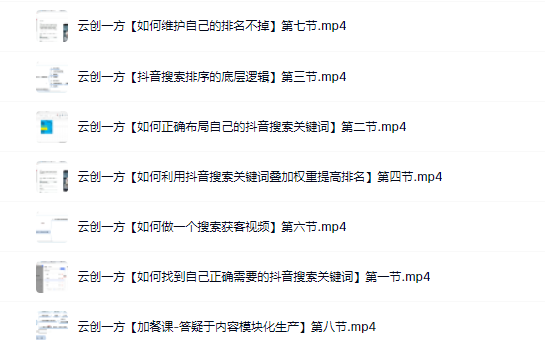 云创一方2022抖音SEO系列课程，教你如何快速上抖音搜索排名第一网创吧-网创项目资源站-副业项目-创业项目-搞钱项目八百网赚