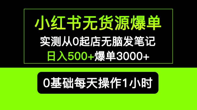 小红书无货源爆单 实测从0起店无脑发笔记爆单3000+长期项目可多店网创吧-网创项目资源站-副业项目-创业项目-搞钱项目八百网赚