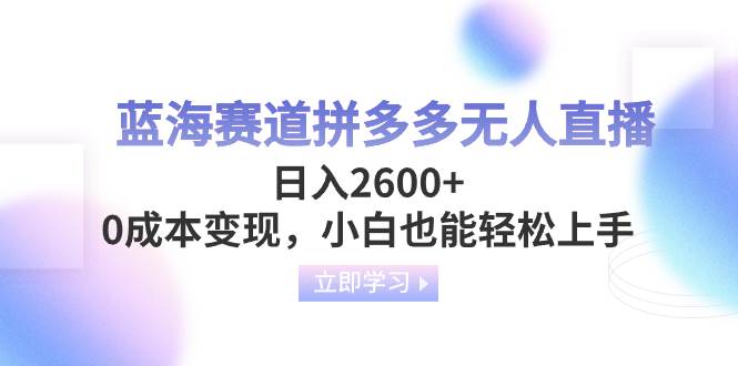 蓝海赛道拼多多无人直播，日入2600+，0成本变现，小白也能轻松上手网创吧-网创项目资源站-副业项目-创业项目-搞钱项目八百网赚