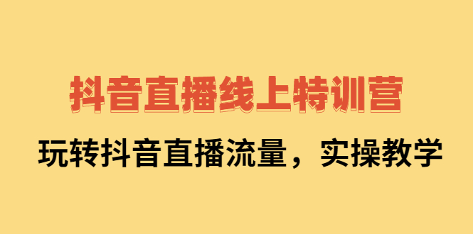 抖音直播线上特训营：玩转抖音直播流量，实操教学网创吧-网创项目资源站-副业项目-创业项目-搞钱项目八百网赚