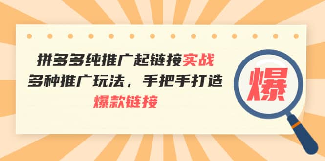 拼多多纯推广起链接实战：多种推广玩法，手把手打造爆款链接网创吧-网创项目资源站-副业项目-创业项目-搞钱项目八百网赚