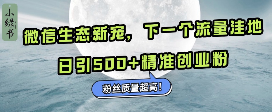 微信生态新宠小绿书：下一个流量洼地，粉丝质量超高，日引500+精准创业粉，网创吧-网创项目资源站-副业项目-创业项目-搞钱项目八百网赚