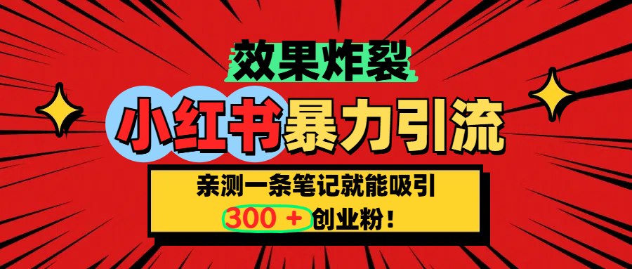小红书炸裂玩法，亲测一条笔记就能吸引300+精准创业粉！网创吧-网创项目资源站-副业项目-创业项目-搞钱项目八百网赚