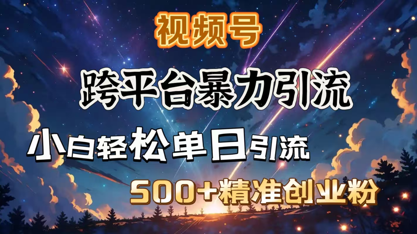 视频号跨平台暴力引流，小白轻松单日引流500＋精准创业粉网创吧-网创项目资源站-副业项目-创业项目-搞钱项目八百网赚