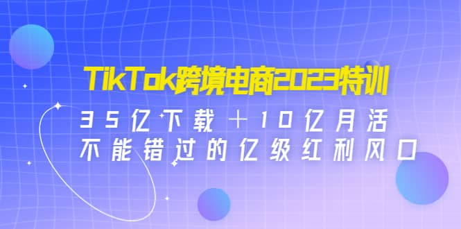 TikTok跨境电商2023特训：35亿下载＋10亿月活，不能错过的亿级红利风口网创吧-网创项目资源站-副业项目-创业项目-搞钱项目八百网赚