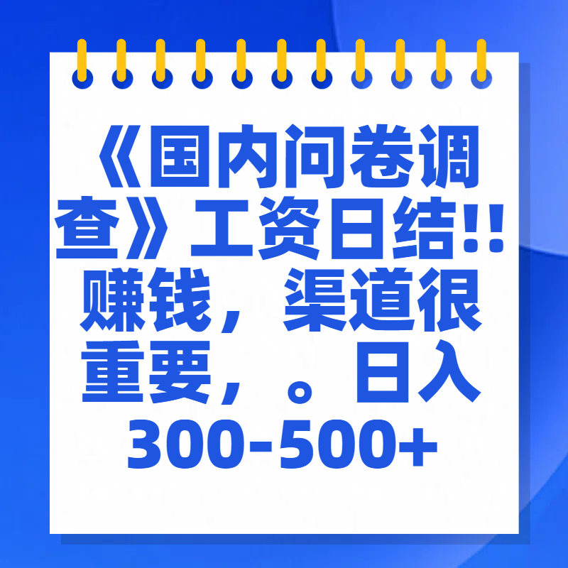 问卷调查答题，一个人在家也可以闷声发大财，小白一天2张，【揭秘】网创吧-网创项目资源站-副业项目-创业项目-搞钱项目八百网赚