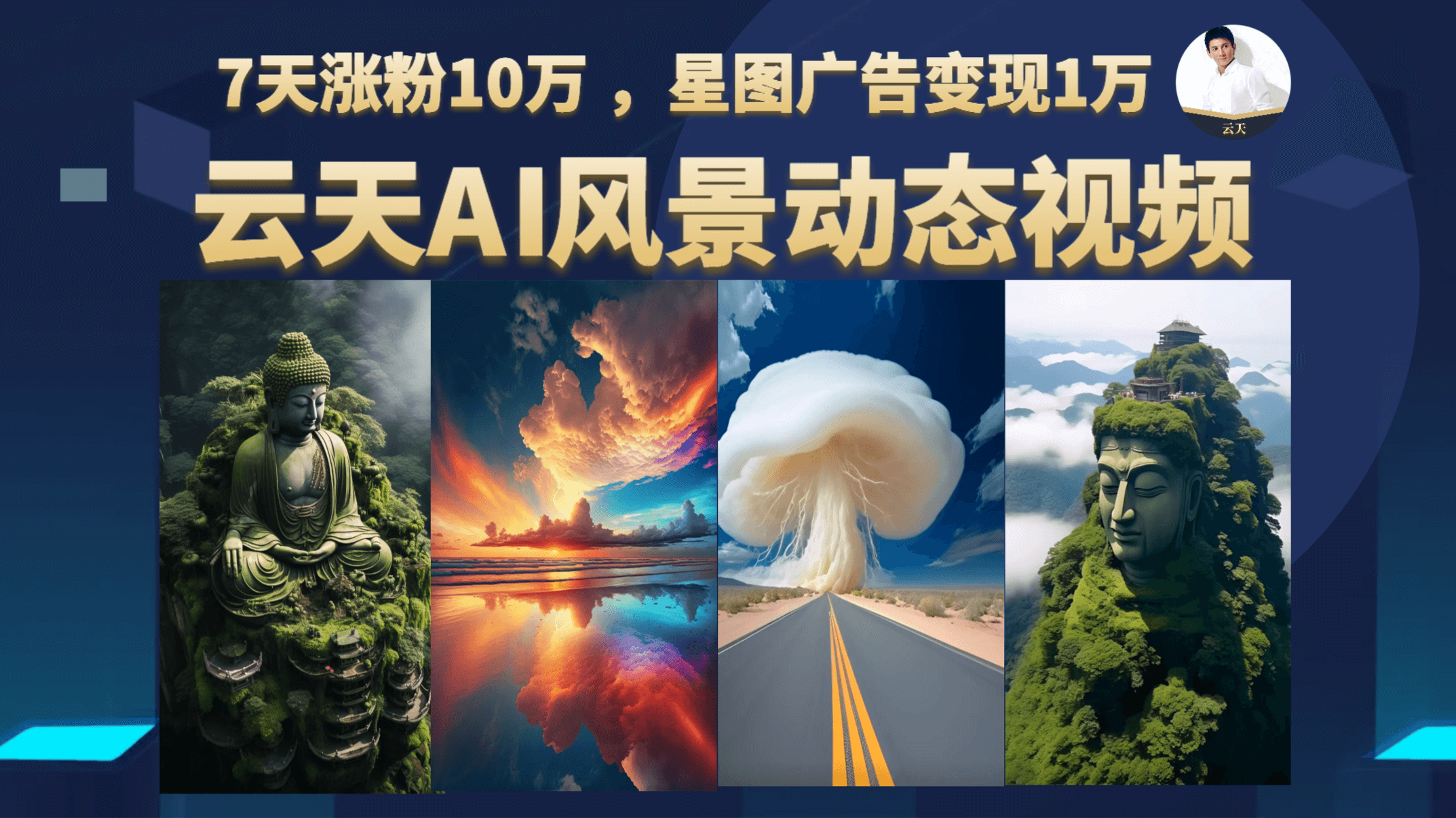 云天AI风景动图视频制作，7天涨粉10万 ，星图广告变现1万网创吧-网创项目资源站-副业项目-创业项目-搞钱项目八百网赚